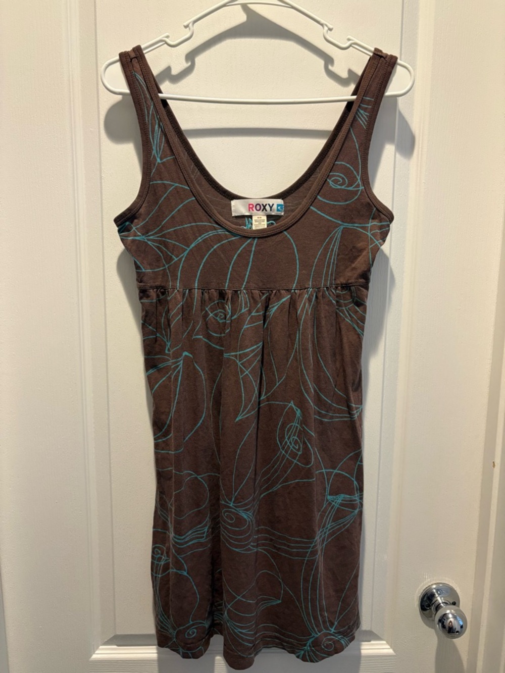 Y2K Roxy summer dress with Teal Floral Line Print